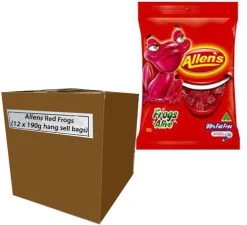 Allens Red Frogs (12 X 190g Hang Sell Bags) -Best Candy Shop Allens Red Frogs allive 12x190g box 01521.1435820426