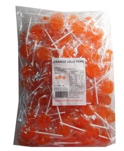 Sweet Treats Flat Pops - Single Colour - Orange (1kg Bag - Approx 125pc)