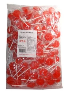 Sweet Treats Flat Pops - Single Colour - Red (1kg Bag - Approx 125pc)