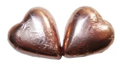 Chocolate Gems - Chocolate Hearts - Mocha Foil (500g Bag / Approx 60 Pieces)