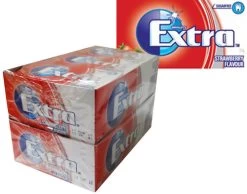 Extra Gum - Strawberry Flavour (14 Soft Gum Strips X 24 Packs Display Unit) -Best Candy Shop Extra Strawberry flavour 24x14 display 96095.1542429483