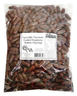 Fyna Milk Chocolate Coated Raspberry Bullets (1kg Bag)