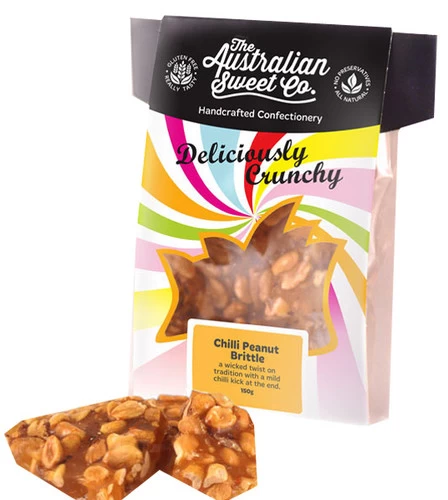 Gourmet Chilli Peanut Brittle - Card Wrap (150g) 1 Gourmet Chilli Peanut Brittle - Card Wrap (150g)