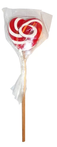 Heart Shaped Lollipop - Red And White (50g Single Lollipop)