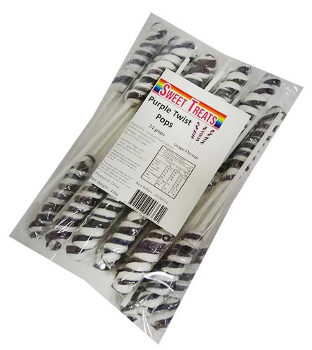 Sweet Treats Bagged Twist Pops - Purple (24 X 14g Pops In A Bag)