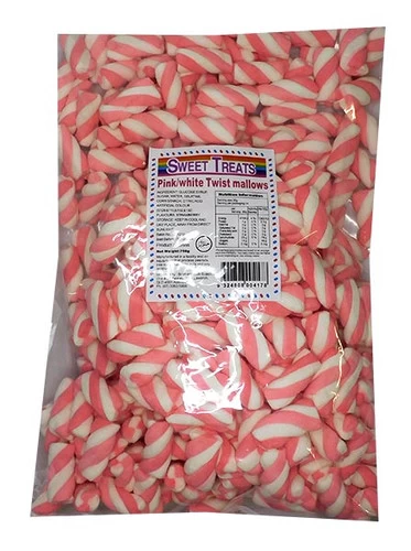 Sweet Treats Marshmallow Twists - Pink And White (750g) 1 Sweet Treats Marshmallow Twists - Pink And White (750g)