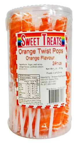 Sweet Treats Twist Pops - Orange (24 X 12g In A Tub) - Image 2