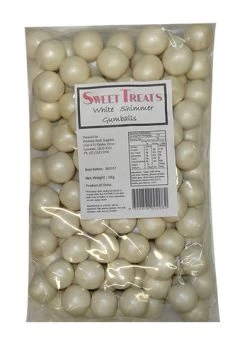 Sweet Treats Shimmer Gumballs Bulk - White (1kg Bag)