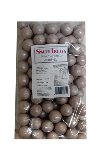 Sweet Treats Shimmer Gumballs Bulk - Silver (1kg Bag)