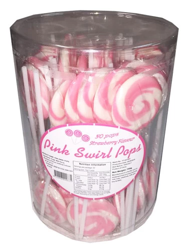 Swirl Pops - Pink (50 X 15g Pops In A Tub) 1 Swirl Pops - Pink (50 X 15g Pops In A Tub)