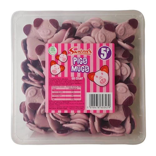 Swizzels Gummy Pig Mugs (120pc Display Tub) 1 Swizzels Gummy Pig Mugs (120pc Display Tub)