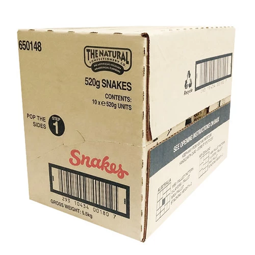 The Natural Confectionery Co. - Snakes (520g Bag X 10pc Box)