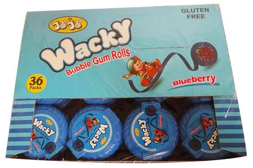 Wacky Bubble Gum Rolls - Blueberry (36 X 15g In A Display)