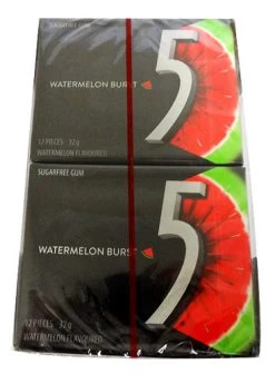 Wrigleys 5 Gum - Watermelon (12pieces X 10 Pack) -Best Candy Shop Wrigleys 5 Gum Watermelon 12pieces 10 pack 33657.1633586192