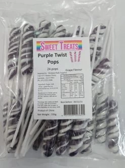 Sweet Treats Bagged Twist Pops - Purple (24 X 14g Pops In A Bag) -Best Candy Shop purple twist 94307.1617412035